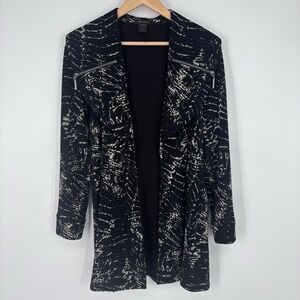 Eva Varro Barcelona Textured Open Front Jacket Womens S Moto Zipper Detail